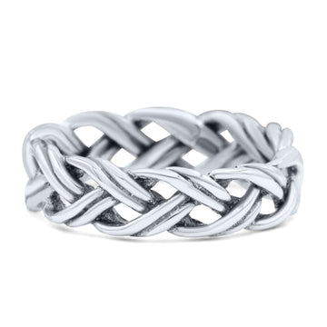 Dainty Celtic Woven Braided Twisted Double Band